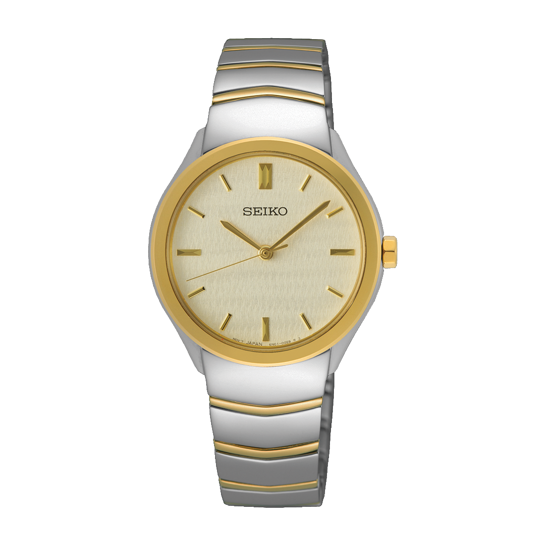 SEIKO Discover More Two Tone White Dial Ladies SUR550P1 Bezel