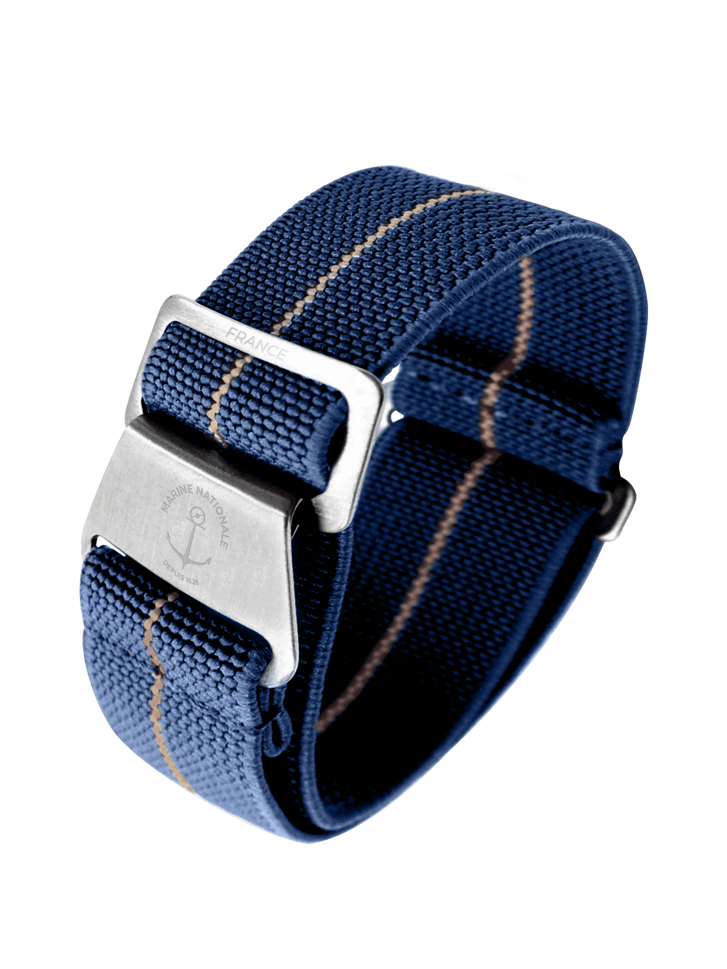 YEMA Marine Nationale Parachute Watch Band Blue 19mm | SYMN39-G-SS