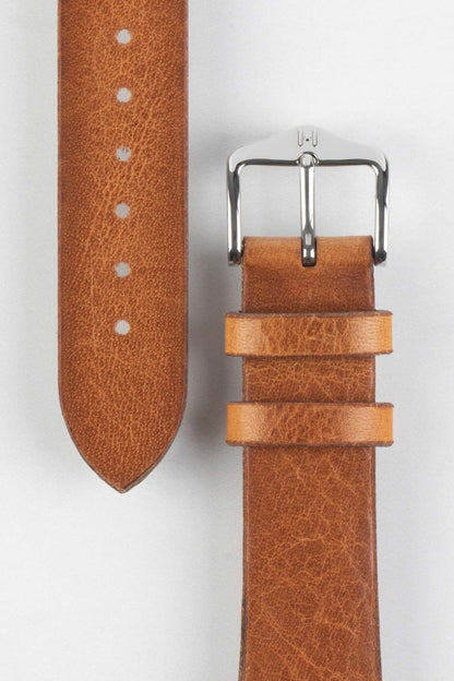 HIRSCH Bagnore Vintage Calf Leather Strap Gold Brown 20mm Rose Gold Buckle  | 05502070-20-RGB