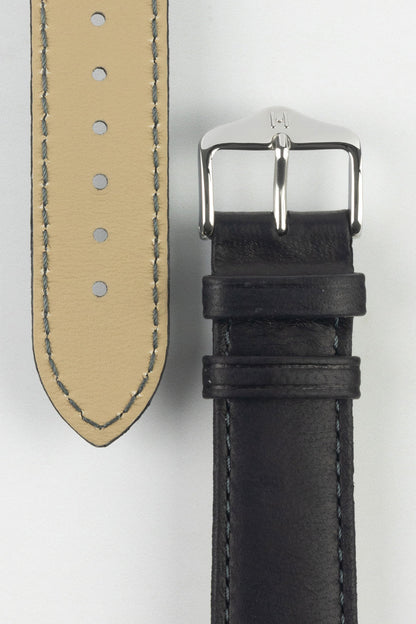 HIRSCH Merino Nappa Leather Strap Black 19mm Gold Buckle | 01206050-19-GB