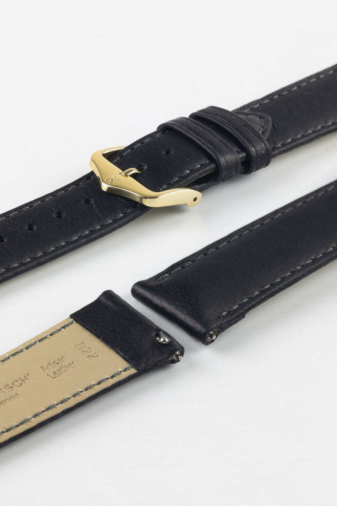 HIRSCH Merino Nappa Leather Strap Black 19mm Gold Buckle | 01206050-19-GB