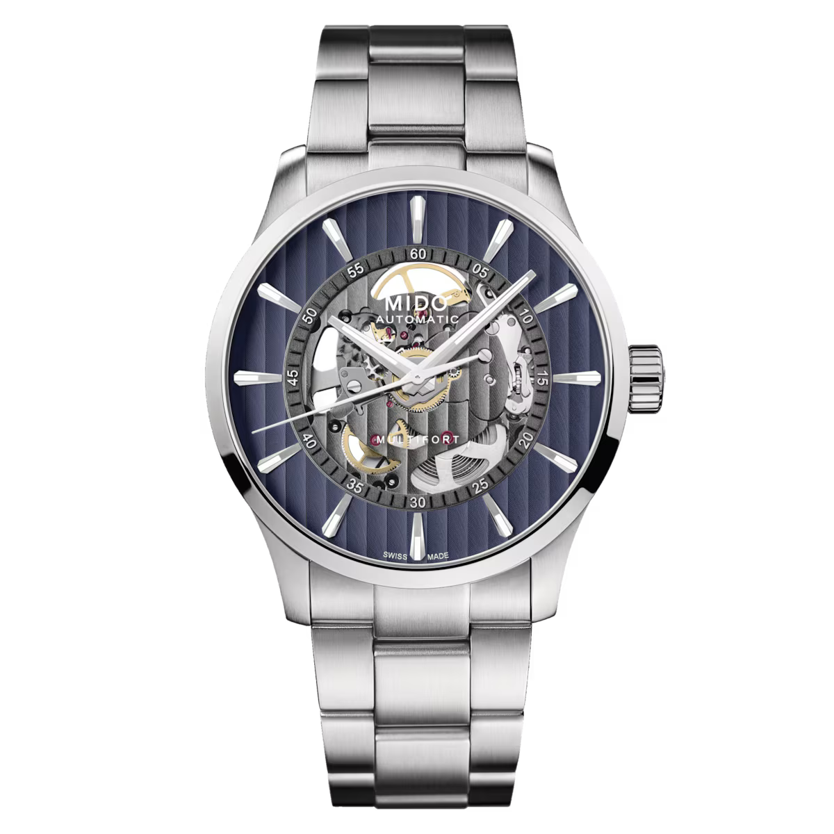 MIDO Multifort Skeleton Vertigo Blue Dial | M038.436.11.041.00