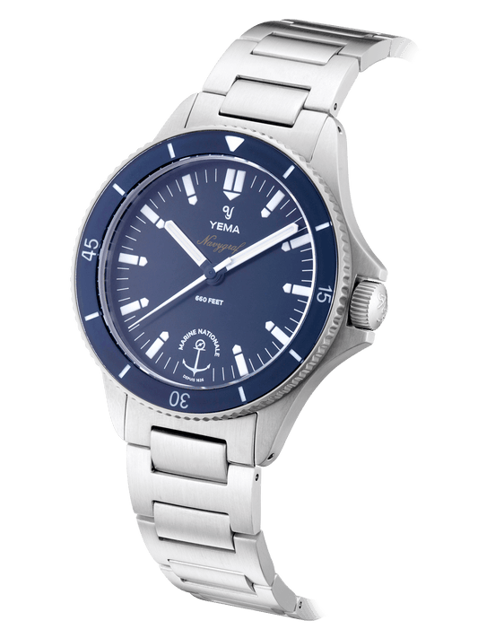 YEMA Navygraf Marine Nationale Quartz Diver Steel | YMHFMN39-GM