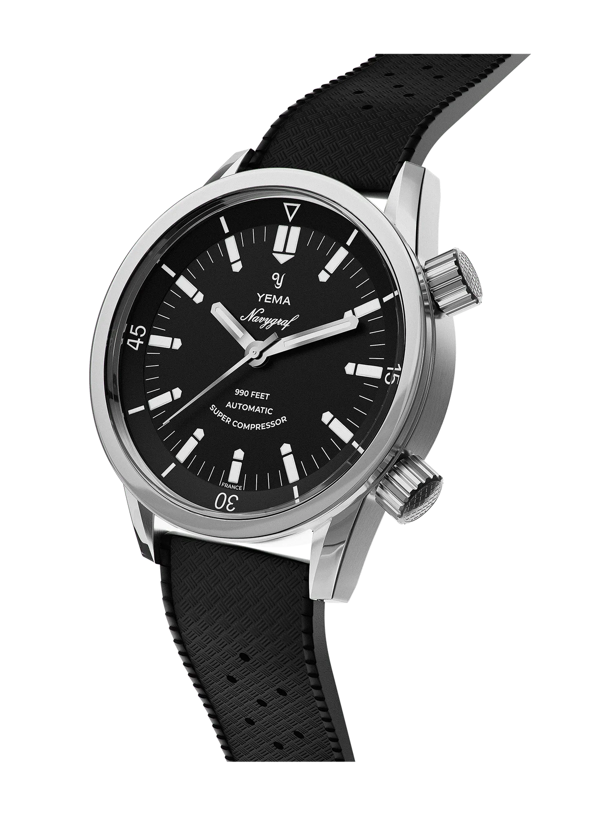 YEMA Navygraf Super Compressor Black Dial Tropic Strap | YNAV24SC-ATPS