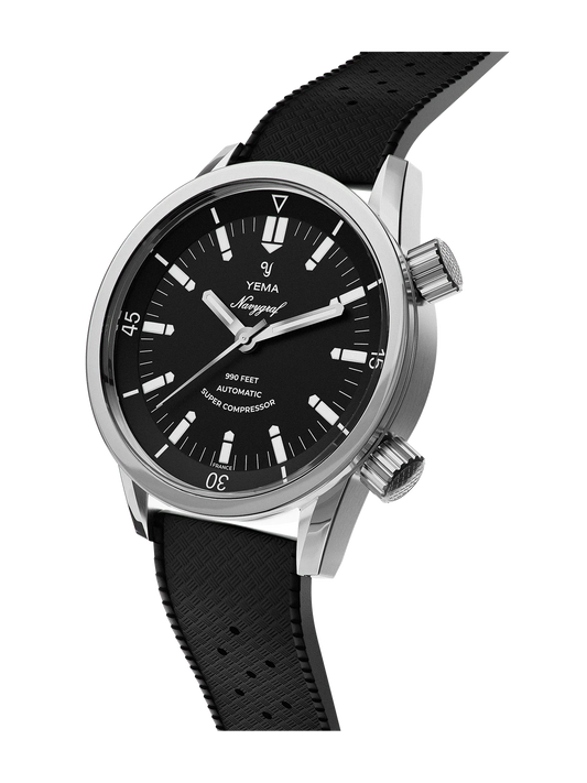 YEMA Navygraf Super Compressor Black Dial Tropic Strap | YNAV24SC-ATPS