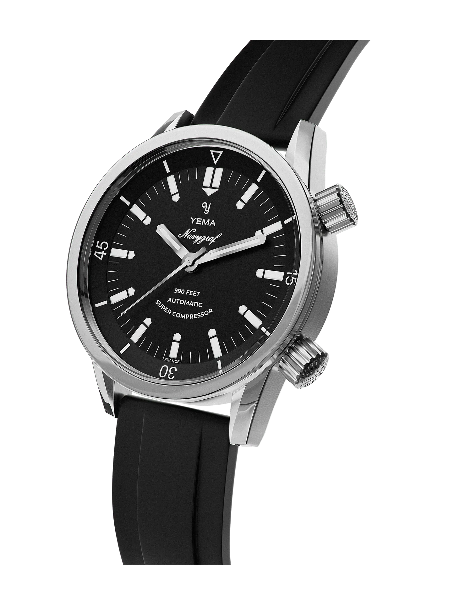 YEMA Navygraf Super Compressor Black Dial Viton Strap | YNAV24SC-AAS