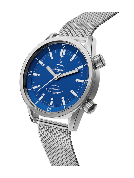 YEMA Navygraf Super Compressor Blue Dial Steel Mesh Strap | YNAV24SC-GMS