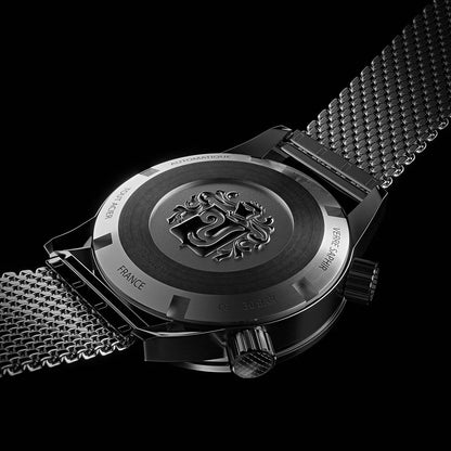 YEMA Navygraf Super Compressor Black Dial Steel Mesh Strap | YNAV24SC-AMS