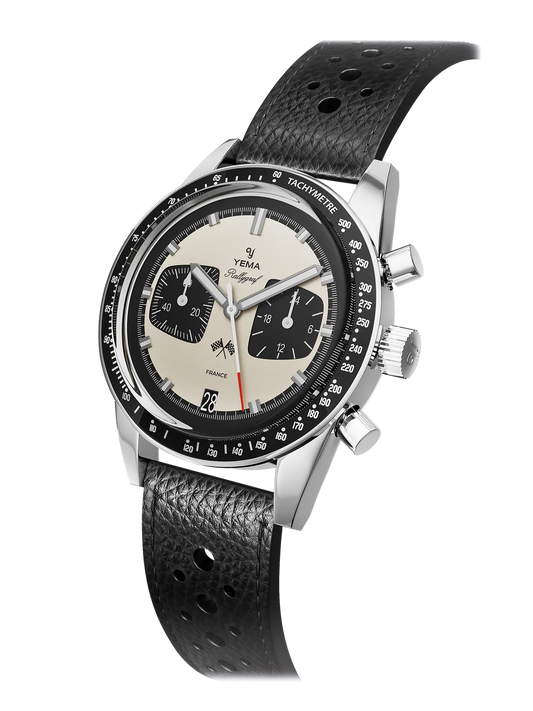 YEMA Rallygraf Meca Quartz Panda Rallye Strap | YMHF1580-BA