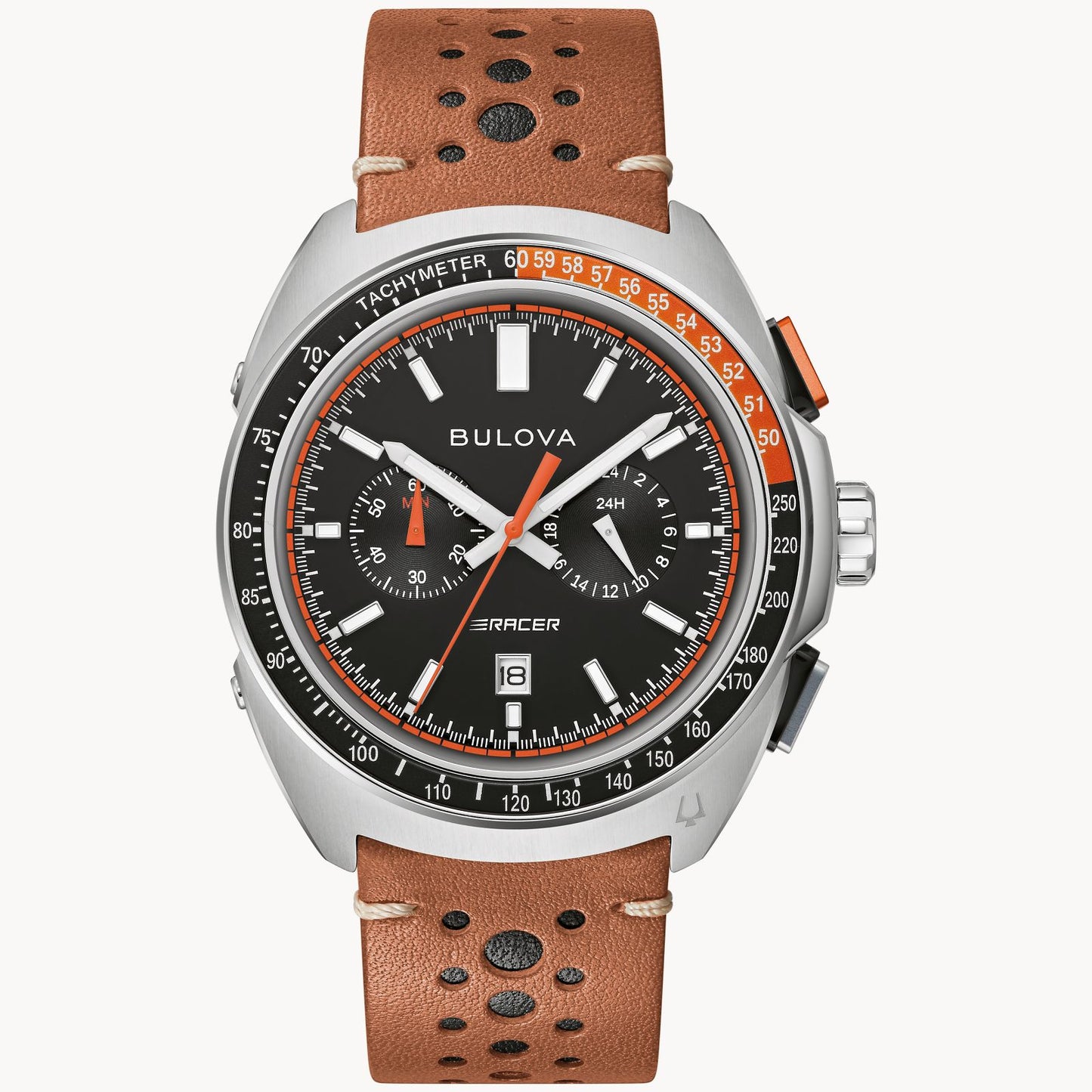 BULOVA Racer Chronograph Black Dial Brown Leather | 98B427