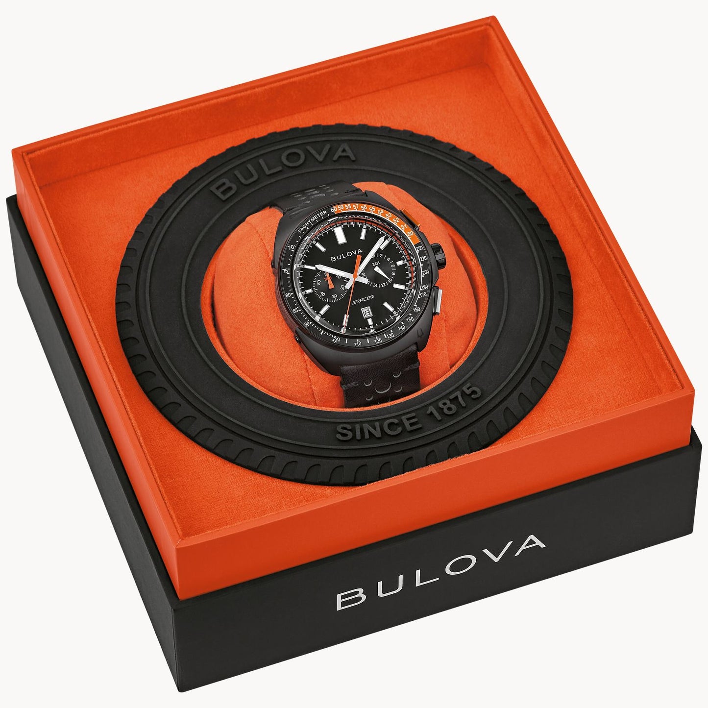 BULOVA Racer Chronograph Black Dial Black Leather | 98B428