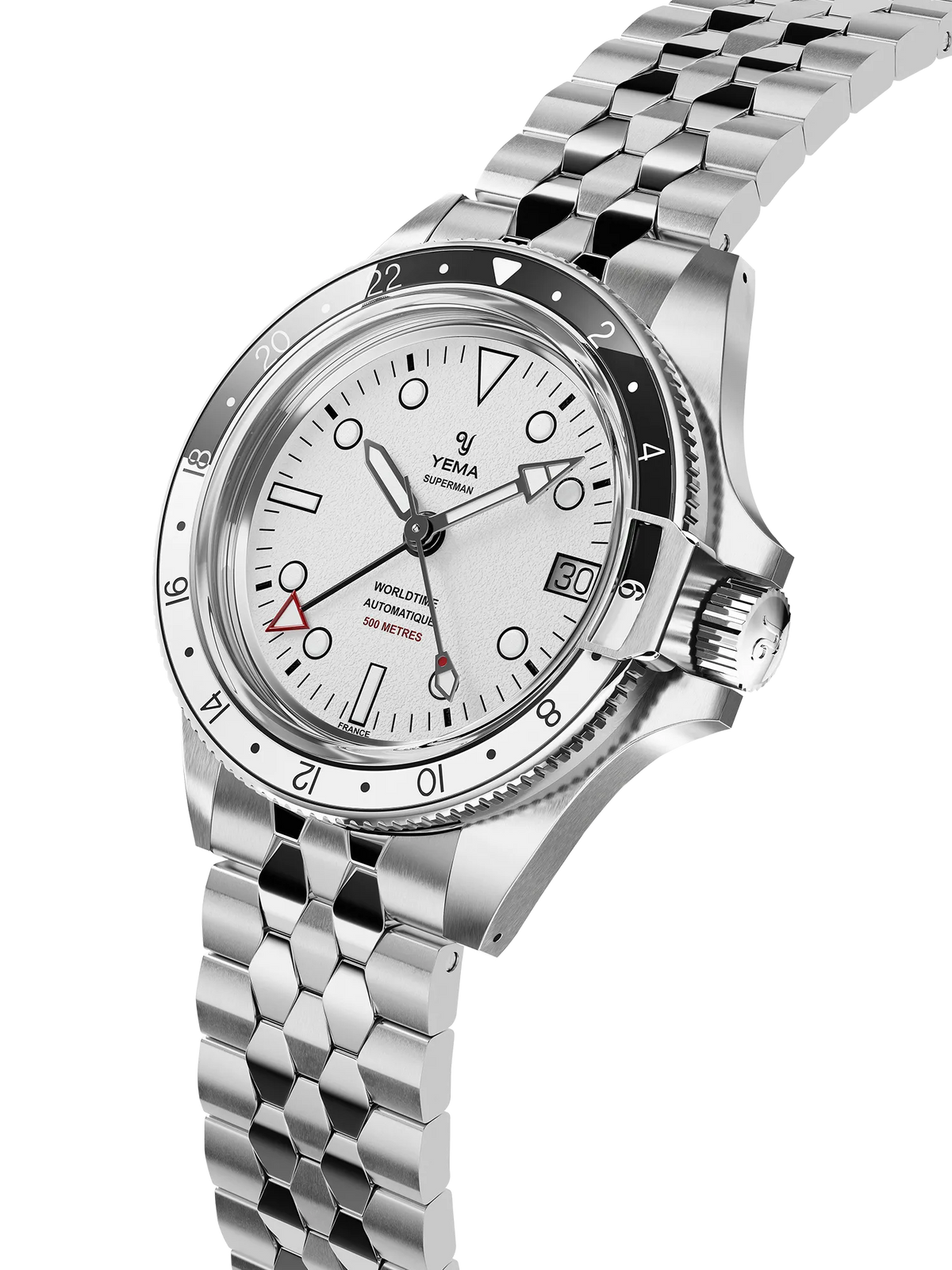 YEMA Superman 500 GMT Silver Dial Scales Bracelet 41mm | YGMT24A41-BM2S