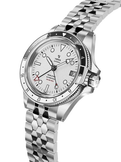 YEMA Superman 500 GMT Silver Dial Scales Bracelet 41mm | YGMT24A41-BM2S