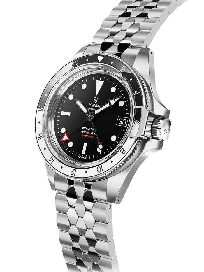 YEMA Superman 500 GMT Black Dial Scales Bracelet 41mm | YGMT22A41-AM2S