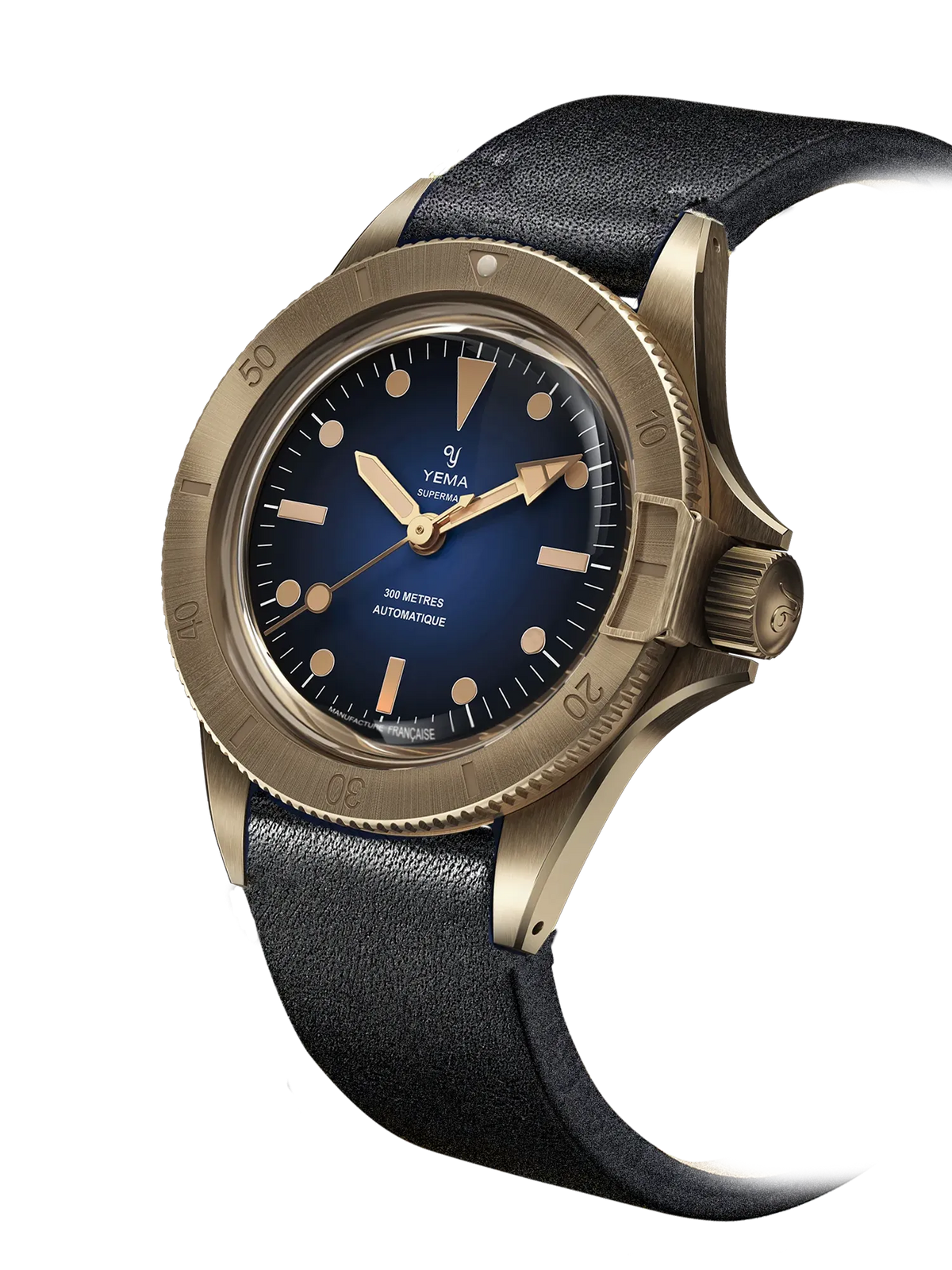 YEMA Superman Bronze CMM.10 Blue With A Black Leather Strap 39mm | 11.13.35.ZN.L6