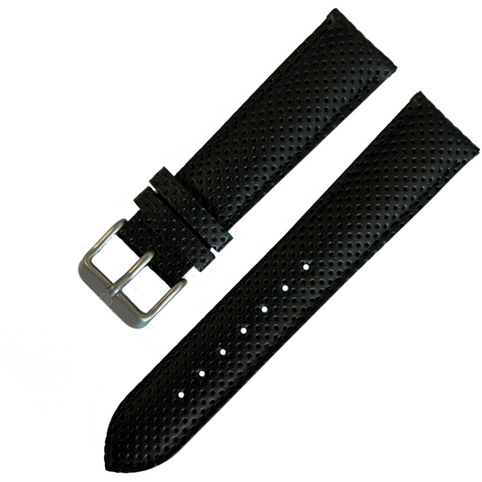 YEMA Black Perforated Leather Strap 20mm | S9W062001-SS