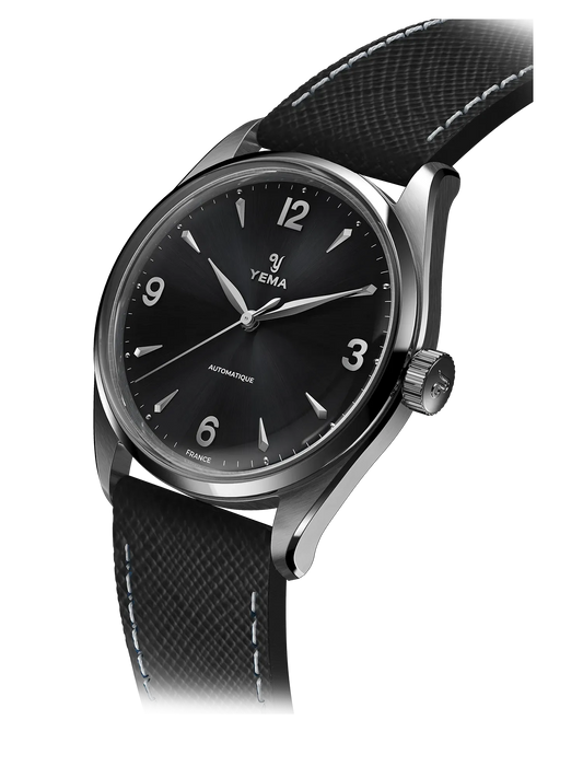 YEMA Urban Classic Black Dial Leather Strap | YUBC24-37-AA64