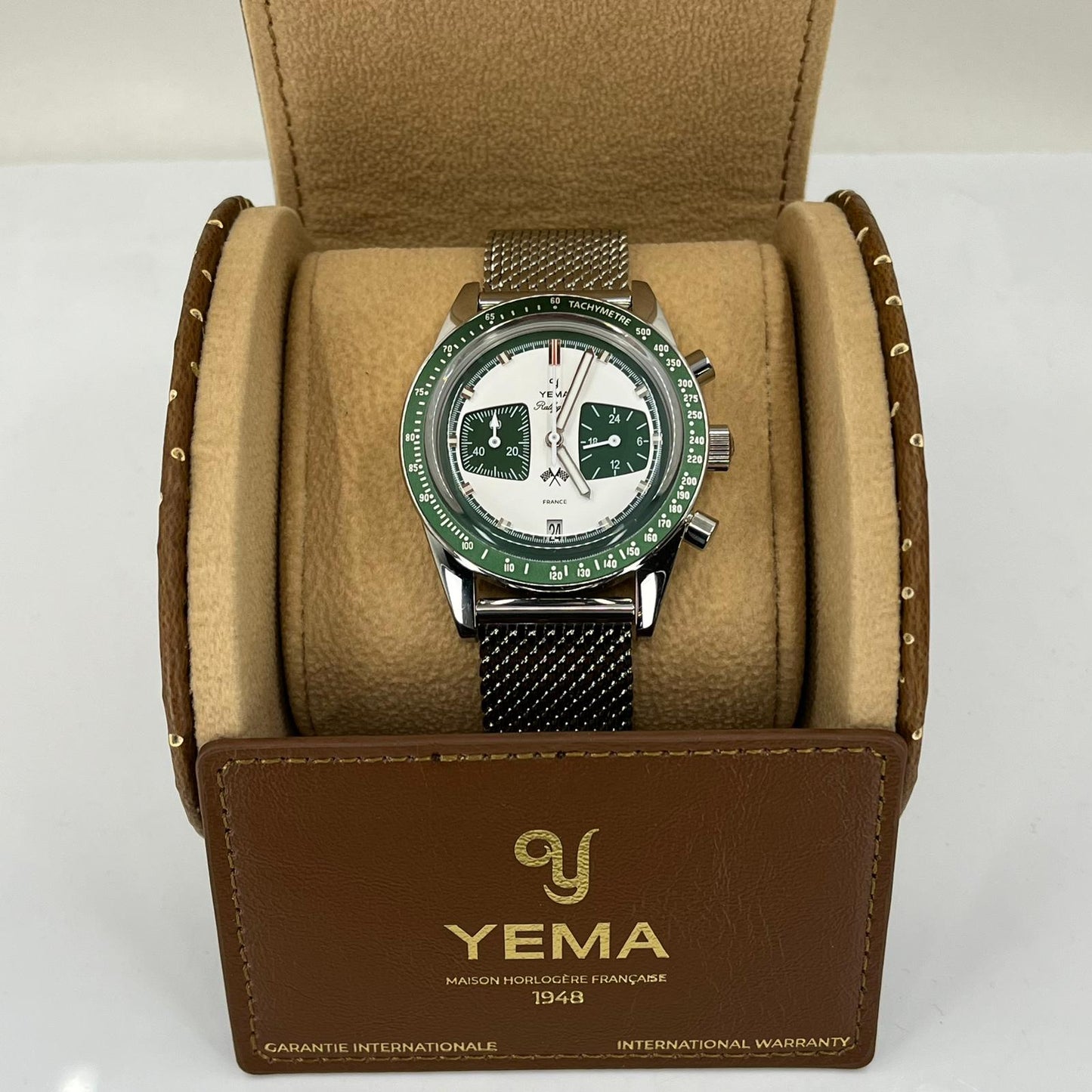 Yema Rallygraf Meca Quartz Green Steel Mesh (YMHF1580-ZM)