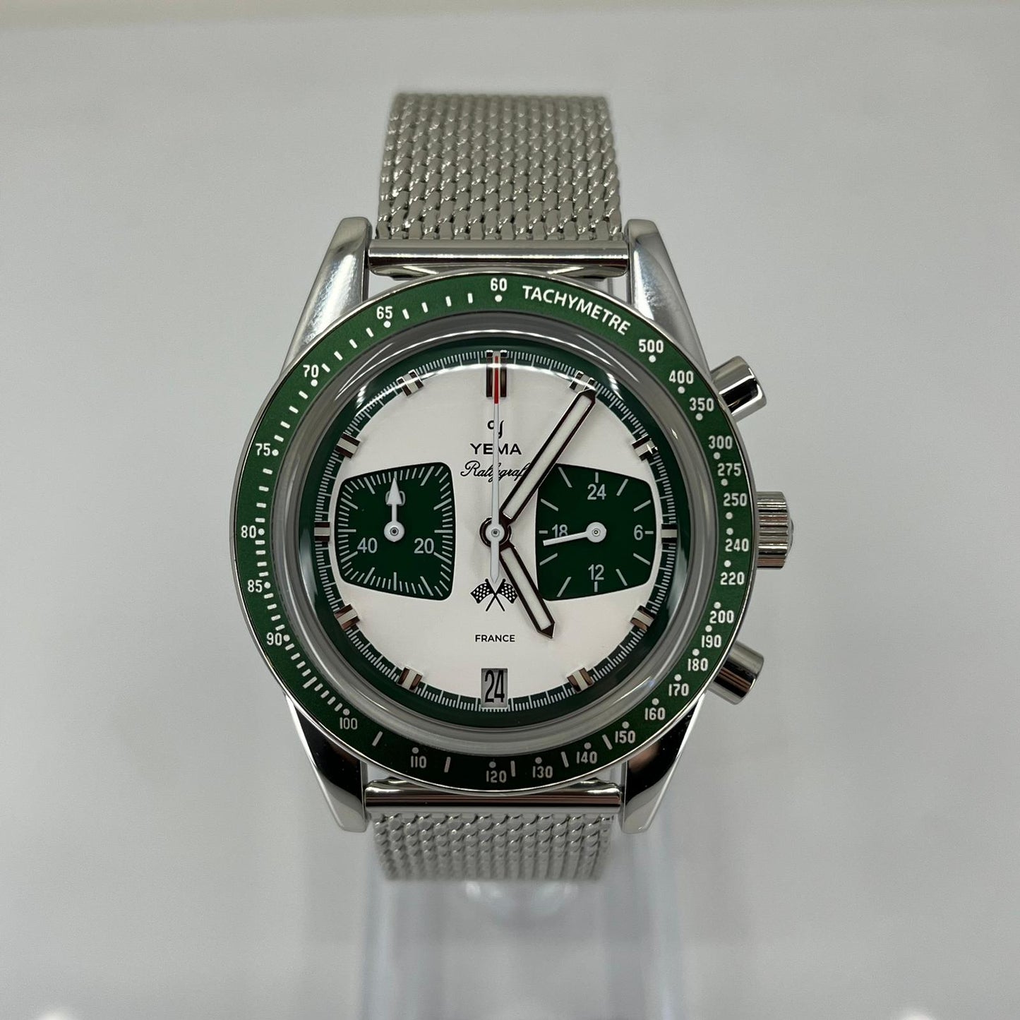 Yema Rallygraf Meca Quartz Green Steel Mesh (YMHF1580-ZM)