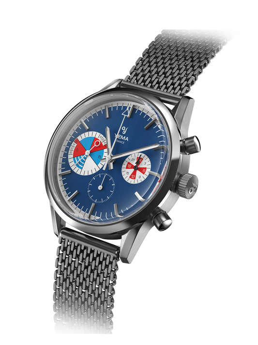 YEMA Yachtingraf Croisiere Meca Quartz Blue Dial Steel Mesh Strap | YMHF1583-GM