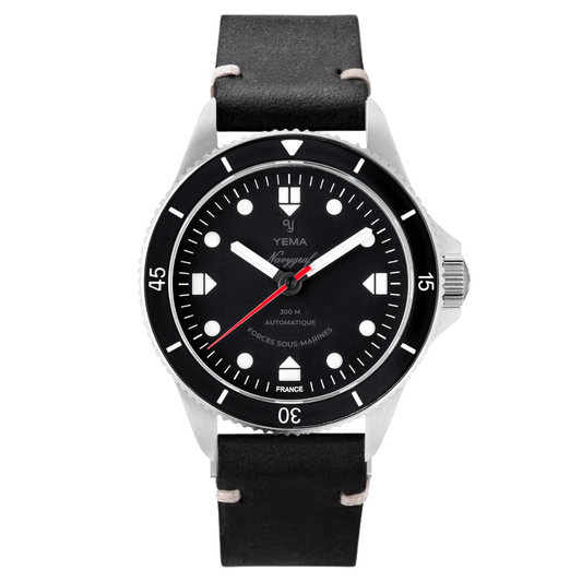 YEMA Navygraf FSM Sous Marine France Vintage Leather Black | YNAV22FSM-AAS