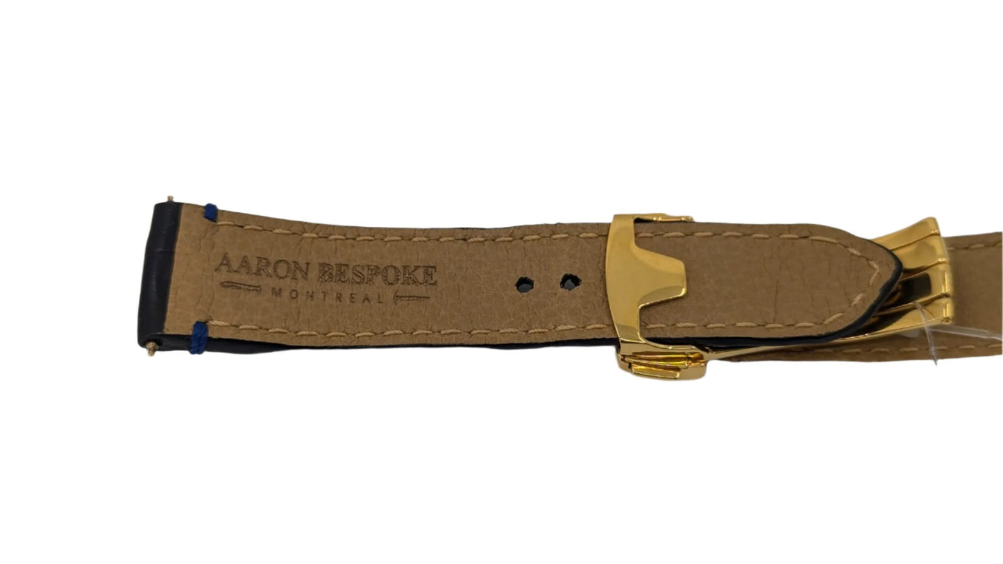 AARON BESPOKE Alligator Strap with Gold Deployment Clasp 20mm