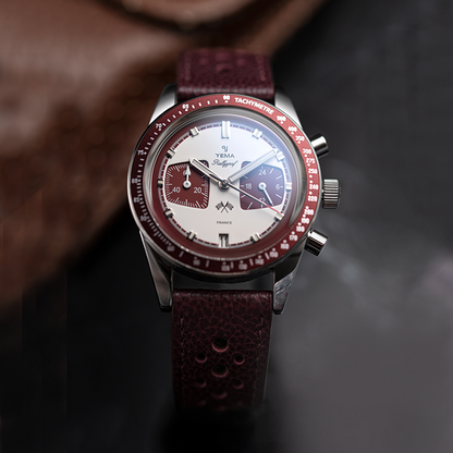 YEMA Bordeaux Rally Leather Strap 20mm | SYL33-20-SS